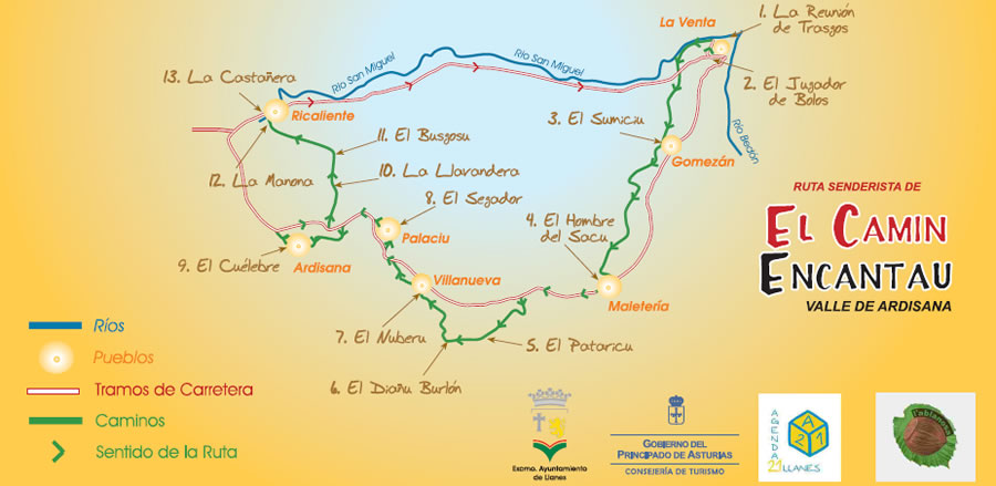 Mapa ruta camin encantau